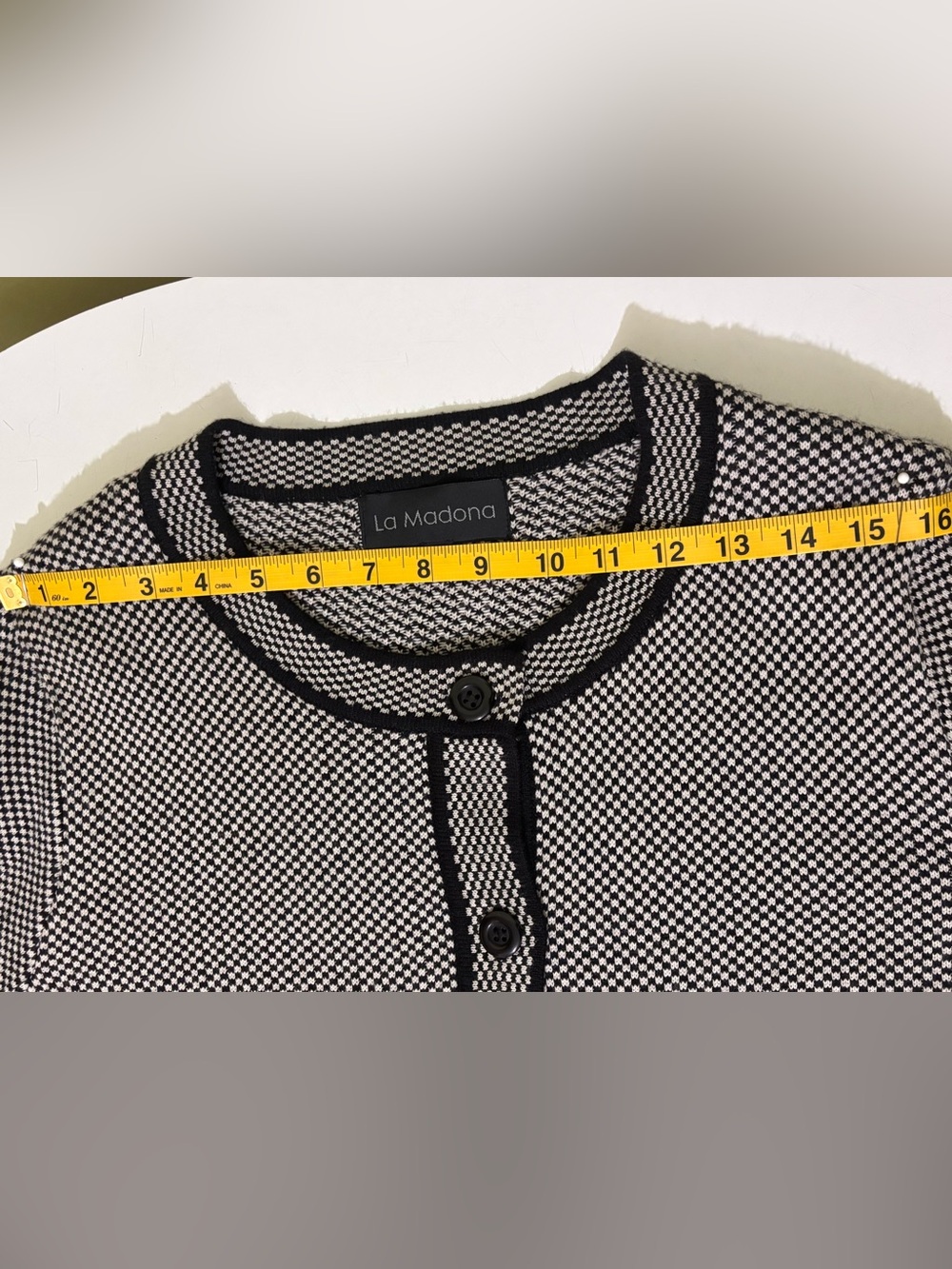 La Madona Black & Cream Longline Knit Cardigan L - Picture 7 of 11